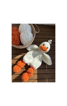 El Örgüsü Amigurumi Ördek Uyku Arkadaşı Krem