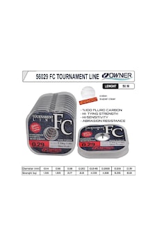Flourocarbon Misina Owner Tournament Fc 50m Super Clear 0,18 MM - Standart Flourocarbon Misina Owner Tournament Fc 50m Super Clear 0,18 MM - Standart