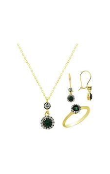 Üçlü Set Yeşil Papatya 5,53 Gram 14 Ayar Altın Üçlü Set Yeşil Papatya 5,53 Gram 14 Ayar Altın