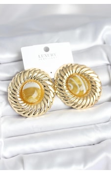 Pirinç Gold Renk Kehribar Boncuklu Vintage Kadın Küpe altın Pirinç Gold Renk Kehribar Boncuklu Vintage Kadın Küpe altın