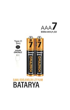 Exenar - Şarjlı İnce Pil Aaa Şarj Edilebilir Kumanda Pili 1.5v 800mwh Lityum-ion İnce Pil Aaa7 Type-c Şarjlı