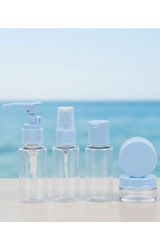 5 Li Seyahat Dolum Şişe Seti 30 Ml Şeffaf Taşıma Çantalı Mavi 5 Li Seyahat Dolum Şişe Seti 30 Ml Şeffaf Taşıma Çantalı Mavi