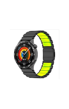 Huawei Watch Gt2 46mm Uyumlu Kordon Metal Kasa Silikon İç Kısım Tasarım Siyah-yeşil Huawei Watch Gt2 46mm Uyumlu Kordon Metal Kasa Silikon İç Kısım Tasarım Siyah-yeşil