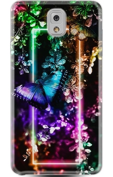 Samsung Uyumlu Galaxy Note 3 Kılıf Silikon Butterfly Neon 1684 Samsung Uyumlu Galaxy Note 3 Kılıf Silikon Butterfly Neon 1684
