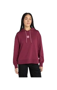 Timberland Stack Logo Loop Back Hoodie Kadın Sweatshirt - Tb0a5sx26481 Bordo