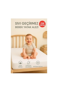 Suvay%100 Pamuklu Sıvı Geçirmez Bebek Alezi Yatak Koruyucu Bebek