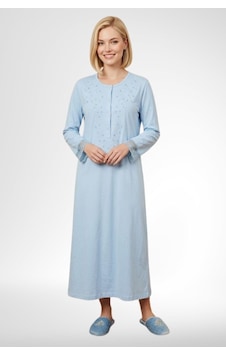 Mecit Pijama Mecit 6375 Mavi Kadın %100 Pamuk Uzun Kollu Gecelik Mecit Pijama Mecit 6375 Mavi Kadın %100 Pamuk Uzun Kollu Gecelik