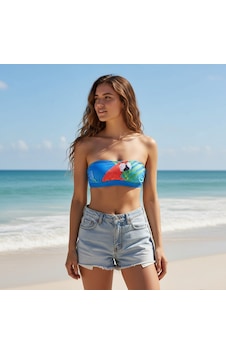 Bonbon Kadın Plaj Giyim Mavi Renk Baskılı Straplez Bikini Üst Bb2723 Bonbon Kadın Plaj Giyim Mavi Renk Baskılı Straplez Bikini Üst Bb2723