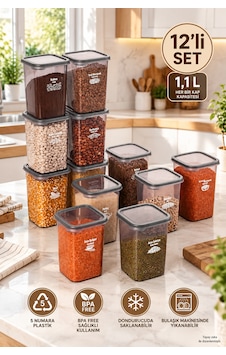 Porsima 4512 Kiler Box 12'li Kare Erzak Saklama Kabı Seti 1,1 Litre Şeffaf Füme Bakliyat, Baharat Ve Mutfak Düzenleyici Porsima 4512 Kiler Box 12'li Kare Erzak Saklama Kabı Seti 1,1 Litre Şeffaf Füme Bakliyat, Baharat Ve Mutfak Düzenleyici