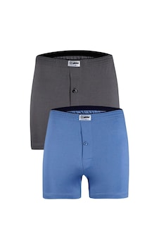 Fanilam Yıldız Erkek %100 Pamuk Penye Boxer 2'li -düğmeli Rahat Kesim Nefes Alan Kumaş Füme+mavi Fanilam Yıldız Erkek %100 Pamuk Penye Boxer 2'li -düğmeli Rahat Kesim Nefes Alan Kumaş Füme+mavi