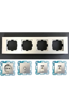 Ovivo Grano Gümüş Dörtlü - Tv - Nümeris (Telefon) - Data Cat 6 Internet- Topraklı Priz Ovivo Grano Gümüş Dörtlü - Tv - Nümeris (Telefon) - Data Cat 6 Internet- Topraklı Priz