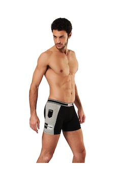 Hmd 308 3'lü Pamuklu Likralı Erkek Boxer Külot - Siyah Çok Renkli
