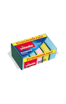 Vileda Rainbow Ekonomik Düz Bulaşık Süngeri 5 Adet Çok Renkli