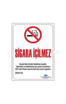 Sigara İçilmez Uyarı İkaz Levhası Folyo Baskı 50x70cm