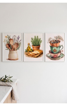 Beyaz Ahşap Çerçeveli Vintage Mutfak Temalı Duvar Tablosu 3 Lü Set Botanik Ve Sofra Desenli Modern Dekorasyon Kabartma Görünümlüdür Beyaz Beyaz Ahşap Çerçeveli Vintage Mutfak Temalı Duvar Tablosu 3 Lü Set Botanik Ve Sofra Desenli Modern Dekorasyon Kabartma Görünümlüdür Beyaz