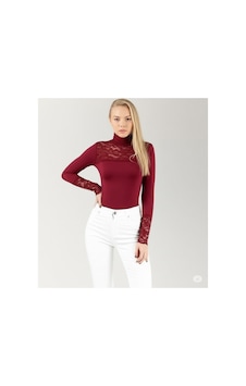 Unika Boutique Kadın Uzun Kollu Dantelli Body Bordo Unika Boutique Kadın Uzun Kollu Dantelli Body Bordo