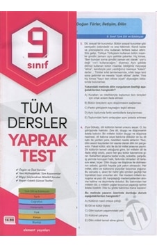 Element Yayınları 9. Sınıf Tüm Dersler Yaprak Test Element Yayınları 9. Sınıf Tüm Dersler Yaprak Test