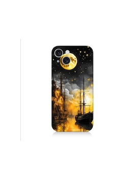 Apple Uyumlu iPhone 15 Plus Ayışığı Gemisi Desenli Silikon Kılıf Silikon Apple Uyumlu iPhone 15 Plus Ayışığı Gemisi Desenli Silikon Kılıf Silikon