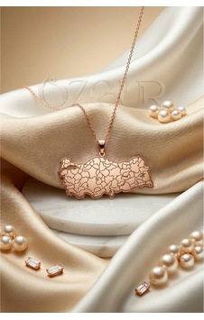 925 Ayar Gümüş Türkiye Harita Kolye Rose Gold 925 Ayar Gümüş Türkiye Harita Kolye Rose Gold