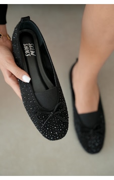 Selin Shoes Ziva Süet Üzeri Taş Detay Fiyonk Aksesuar Kadın Babet- Siyah Süet Selin Shoes Ziva Süet Üzeri Taş Detay Fiyonk Aksesuar Kadın Babet- Siyah Süet