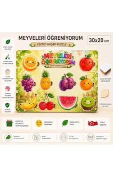 Meyveleri Öğreniyorum Ahşap Puzzle - Eğitici Ve Öğretici Montessori Zeka Oyunu 30x20 Cm Meyveleri Öğreniyorum Ahşap Puzzle - Eğitici Ve Öğretici Montessori Zeka Oyunu 30x20 Cm