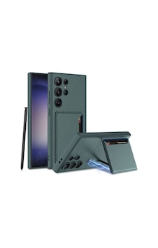 Galaxy S24 Ultra Suni Deri Arka Yüzey Zore Kartlıklı Kıpta Silikon Kapak Yeşil Galaxy S24 Ultra Suni Deri Arka Yüzey Zore Kartlıklı Kıpta Silikon Kapak Yeşil