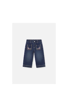 Mayoral Kız Bebek Çiçek İşlemeli Denim Pantolon Lacivert 2554