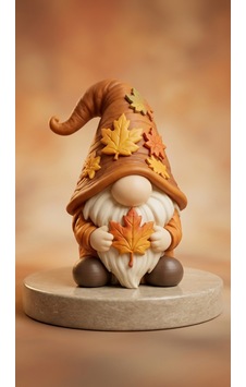 Sonbahar Temalı Akçaağaç Yapraklı Cüce Gnome Figürü Dekoratif Obje Sonbahar Temalı Akçaağaç Yapraklı Cüce Gnome Figürü Dekoratif Obje