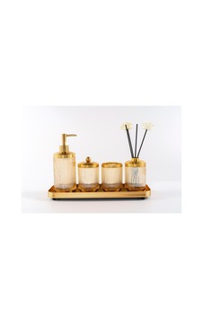 Astra 5 Prç Tepsili Banyo Seti Amber Gold Altın Astra 5 Prç Tepsili Banyo Seti Amber Gold Altın