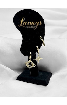 Jevelry 3 Lü Kuzey Yıldızı Model Kadın Küpe Gold Renk Gold Jevelry 3 Lü Kuzey Yıldızı Model Kadın Küpe Gold Renk Gold