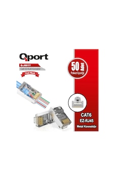 Teknoteg - Qport Q-j601y Cat6 50 Lik Paket Ez-rj45 Metal Yeni Nesil Konnektör Teknoteg - Qport Q-j601y Cat6 50 Lik Paket Ez-rj45 Metal Yeni Nesil Konnektör