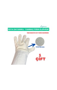 Isıya Dayanıklı Yanmaz Eldiven - Fırıncı Eldiveni 1 Çift Beyaz