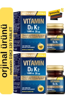 D3k2 120 Tablet 2'li - 1000 Iu D3 Vitamini, 25 Mcg K2 Vitamini D3k2 120 Tablet 2'li - 1000 Iu D3 Vitamini, 25 Mcg K2 Vitamini