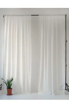 Beyaz Keten Perde Çubuk Cepli 2'li Set 130x170 Cm Beyaz