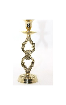 Tekli Pirinç Şamdan 27767 Şamdan Mumluk 18 Cm Çok Renkli