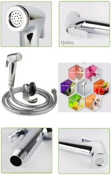 Krom Tabancalı Taharetmatik Musluk Seti Spiral Hortumlu N11.9165 Krom Tabancalı Taharetmatik Musluk Seti Spiral Hortumlu N11.9165