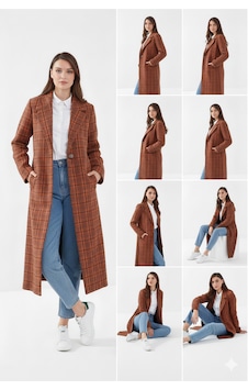 Kızılelmada Kadın Oversize Trençkot Kahverengi Ekose Desenli, Şık Ve Modern Kahverengi Kızılelmada Kadın Oversize Trençkot Kahverengi Ekose Desenli, Şık Ve Modern Kahverengi