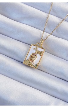 316l Çelik Zincir Altın Renk Beyaz Mineli Tarot Kolye - Lisinya Gold 316l Çelik Zincir Altın Renk Beyaz Mineli Tarot Kolye - Lisinya Gold