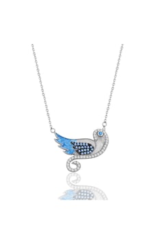 Söğütlü Silver Gümüş Rodyumlu Zirkon Taşlı Mavi Mineli Anka Kuşu Kolye Söğütlü Silver Gümüş Rodyumlu Zirkon Taşlı Mavi Mineli Anka Kuşu Kolye
