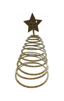 Metal Yaylı Çam Ağacı Yılbaşı Dekoru - Yıldızlı Gold Masa Ve Raf Süsü Diğer Metal Yaylı Çam Ağacı Yılbaşı Dekoru - Yıldızlı Gold Masa Ve Raf Süsü Diğer