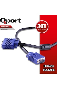 Qport Q-vga30 15pın Fıtrelı 30mt Vga Kablo Cn