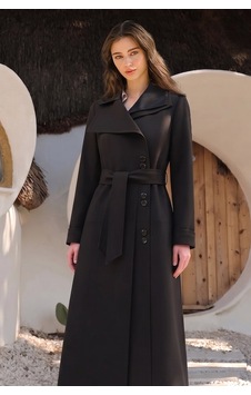 Olcay Saten Garnili Çift Yakalı Astarlı Pardesü Siyah 6876-a Olcay Saten Garnili Çift Yakalı Astarlı Pardesü Siyah 6876-a