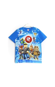 3D Roblox Oyun Baskılı Kısa Kollu T-Shirt Mavi 3D Roblox Oyun Baskılı Kısa Kollu T-Shirt Mavi