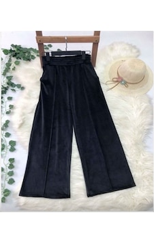 Lovie Moda Kadın Kadife Çımalı Eşofman Alt Siyah
