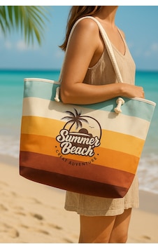 Prendi Home Summer Beach Yazılı Büyük Boy Piknik Ve Plaj Çantası Halat Saplı 55x36x15 Cm Çok Renkli Prendi Home Summer Beach Yazılı Büyük Boy Piknik Ve Plaj Çantası Halat Saplı 55x36x15 Cm Çok Renkli