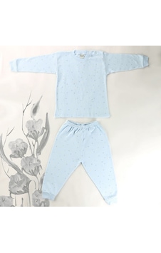 Sebi Bebe Mini Çiçekli Pijama Takımı 9127 Açık Mavi
