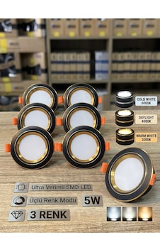 Lightech 5w Smd Led Downlight Spot Lamba 6'lı Paket 3 Renk Modlu Beyaz / Gün Işığı / Sıcak Beyaz Siyah-gold Kasa Lightech 5w Smd Led Downlight Spot Lamba 6'lı Paket 3 Renk Modlu Beyaz / Gün Işığı / Sıcak Beyaz Siyah-gold Kasa