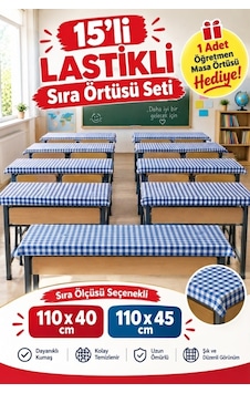 15 Adet Okul Sıra Örtüsü Lastikli Masa Örtüsü Leke Tutmaz Kumaş Mavi Pötikare Raşel 110 x 45 15 Adet Okul Sıra Örtüsü Lastikli Masa Örtüsü Leke Tutmaz Kumaş Mavi Pötikare Raşel 110 x 45