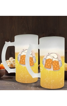Bk Gift Bira Tasarımlı 2’li Buzlu Cam Bira Bardağı 50cl-1 Bk Gift Bira Tasarımlı 2’li Buzlu Cam Bira Bardağı 50cl-1