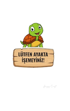 "lütfen Ayakta İşemeyiniz" Kaplumbağa Temalı Su Geçirmez Sticker Standart "lütfen Ayakta İşemeyiniz" Kaplumbağa Temalı Su Geçirmez Sticker Standart